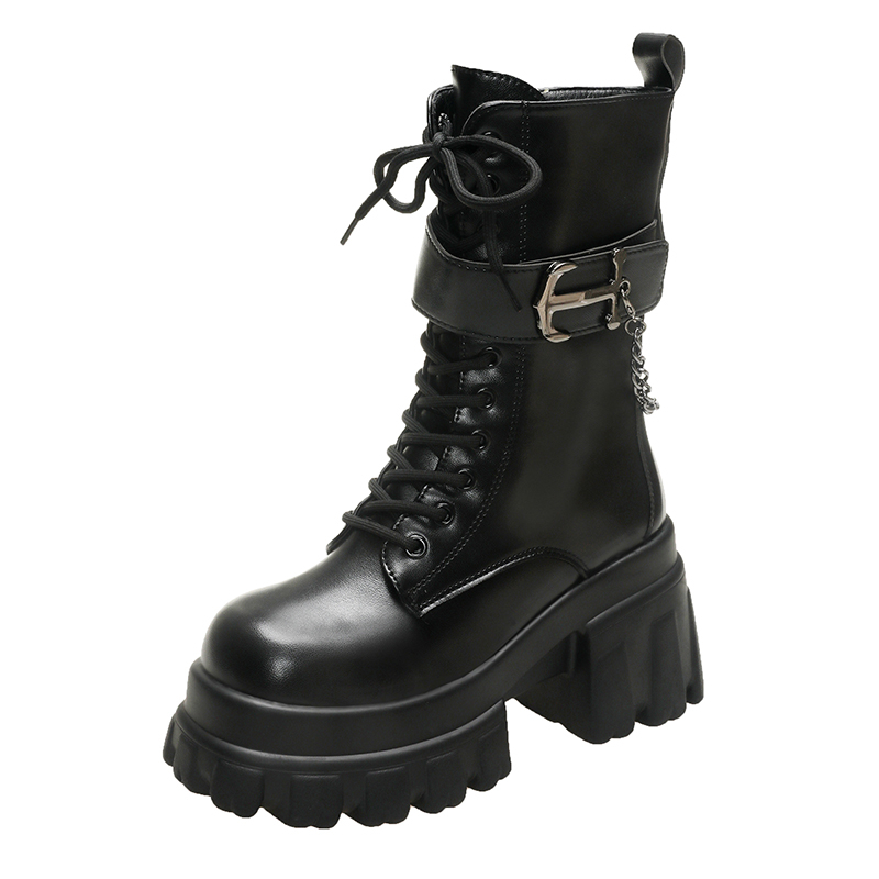 Guipure Lace Panel - Botas de cuña ocultas para mujer