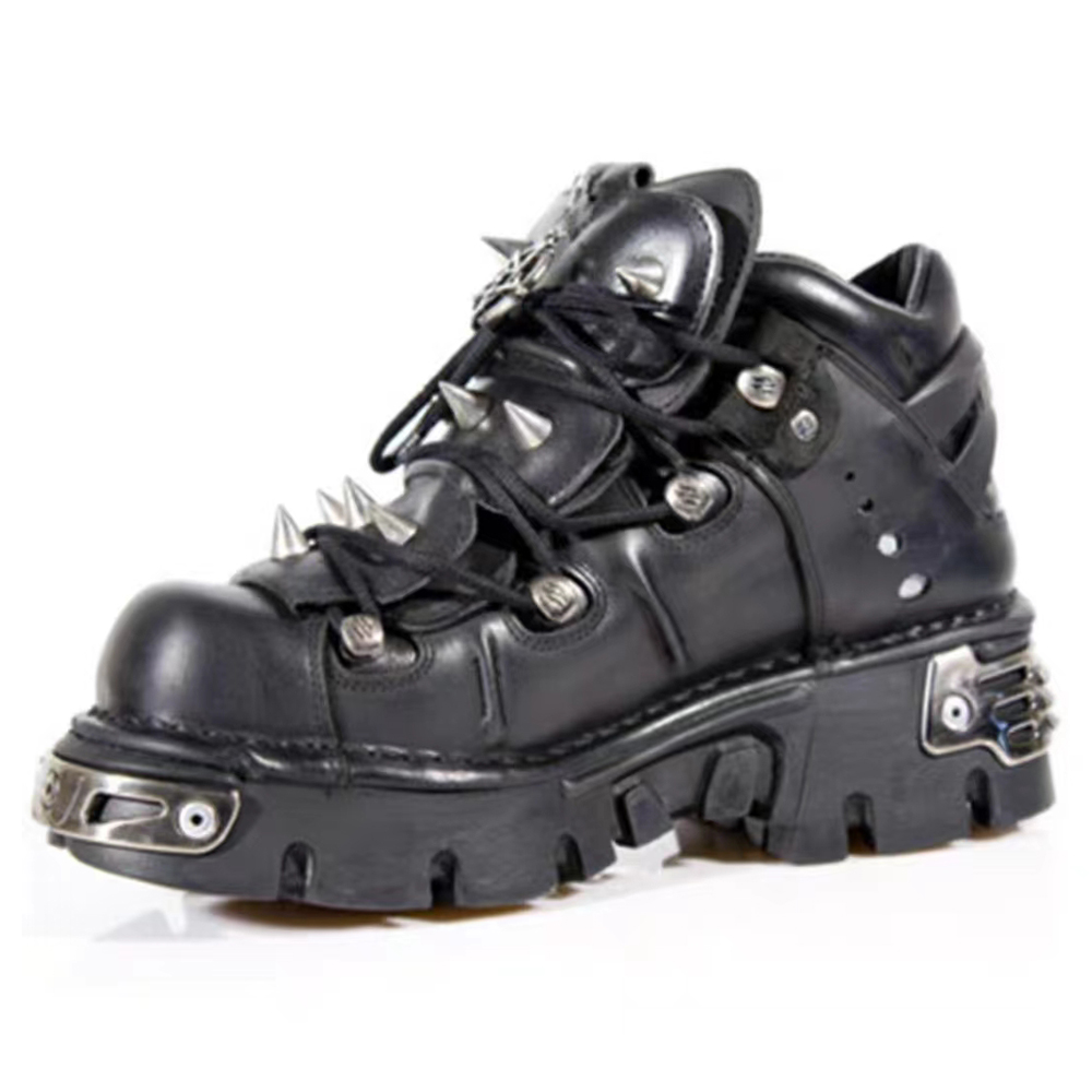 Guipure Lace Panel - Nuevos botines de motocicleta de cuero