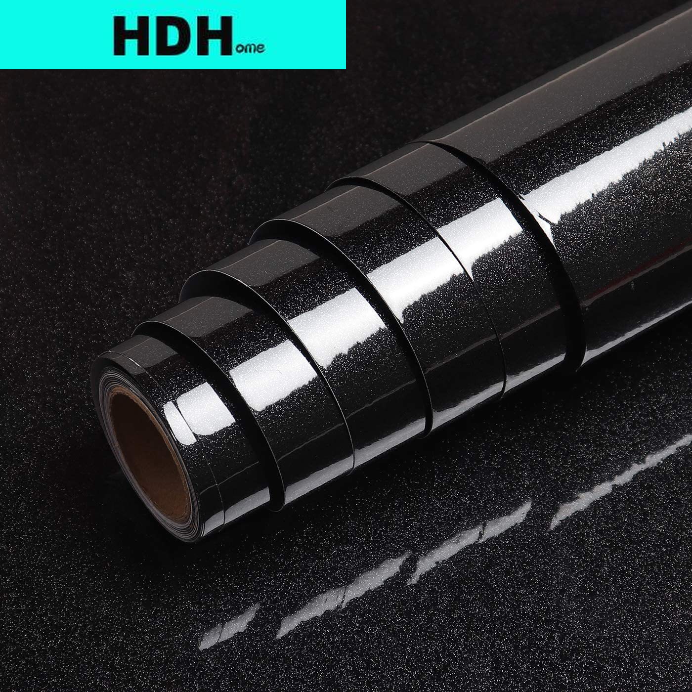 Glitter Vinyl Roll - Papel de Contacto negro brillante para