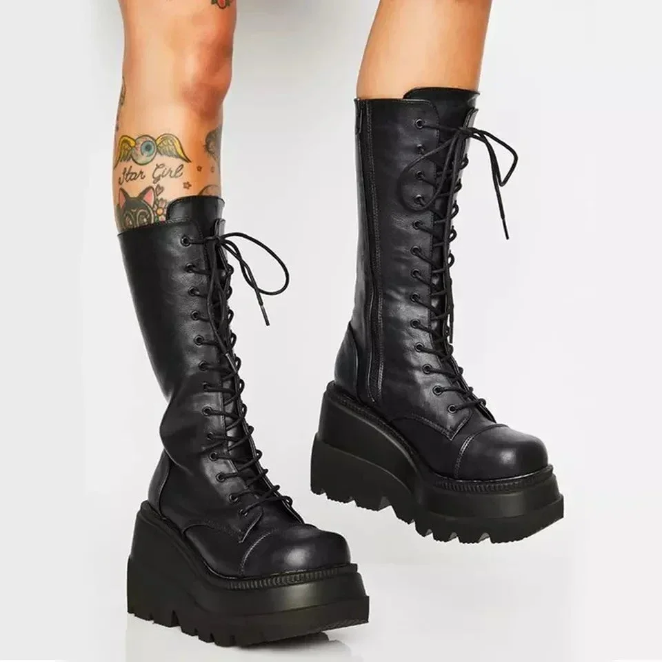 Botas de plataforma Punk para  - Guipure Lace Panel reseña y precio