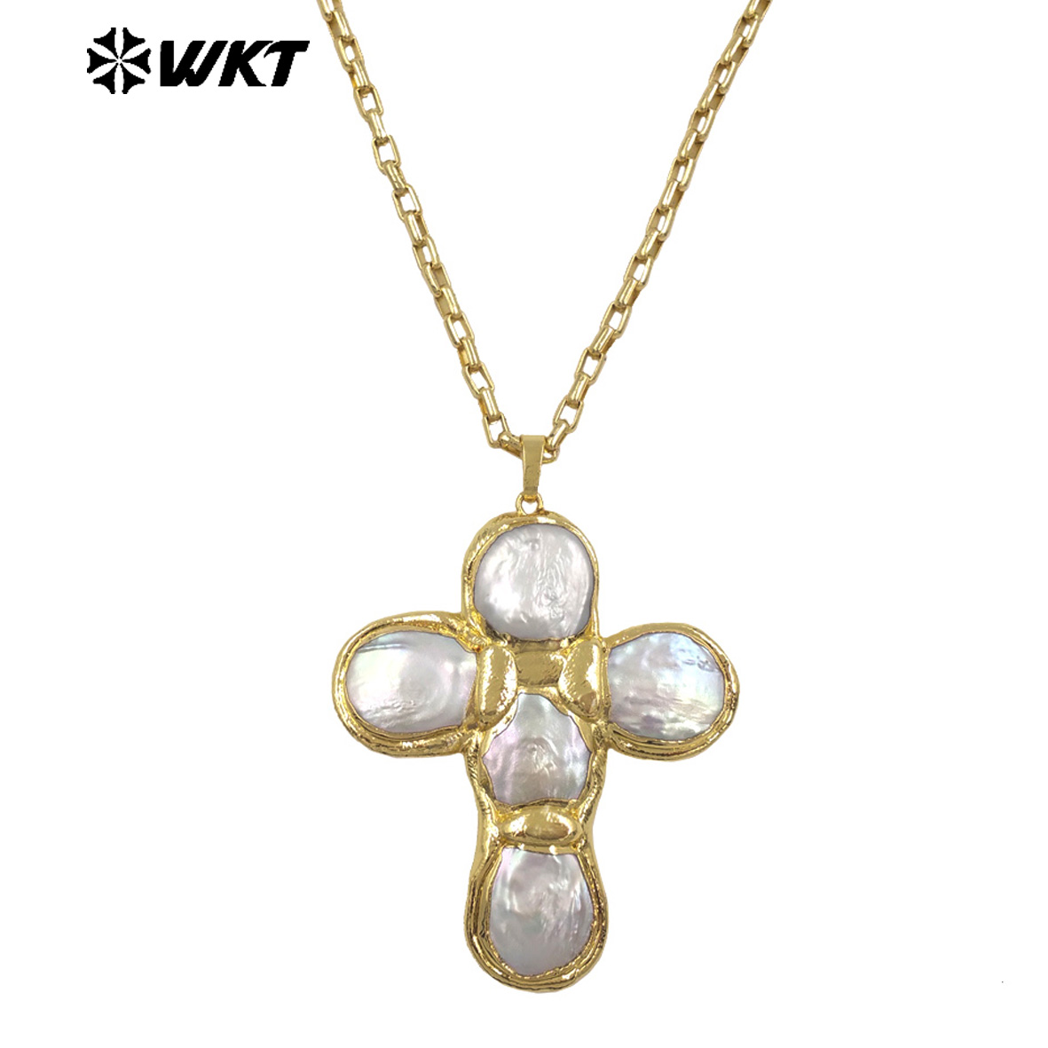 WT-JN349 Collar con Cruz de Pe - Pearl Trim Chain reseña y precio