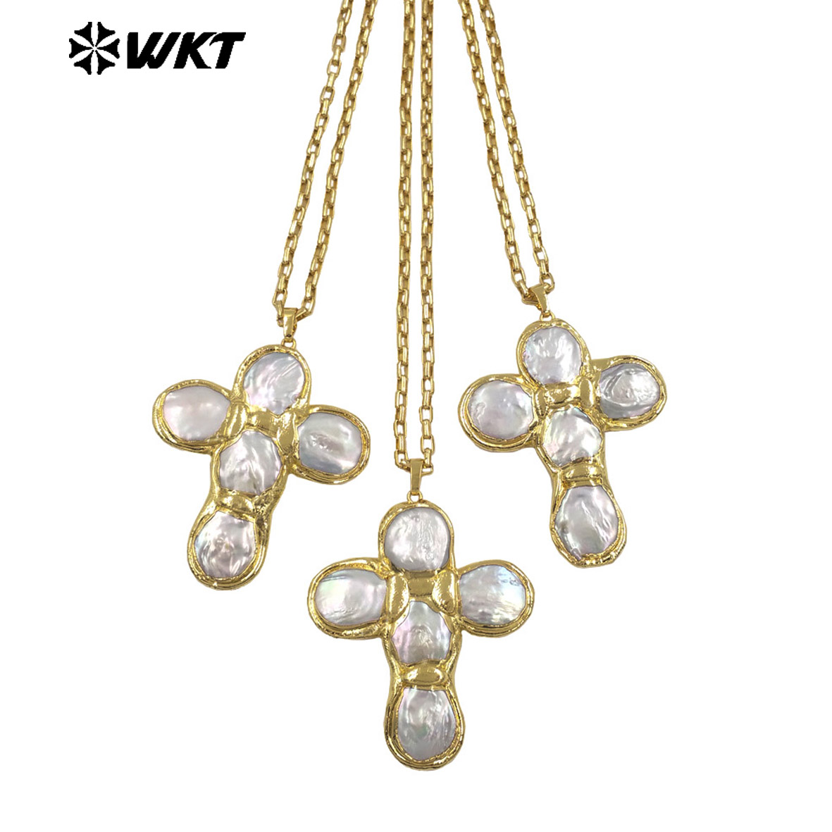 WT-JN349 Collar con Cruz de Pe - Pearl Trim Chain reseña y precio