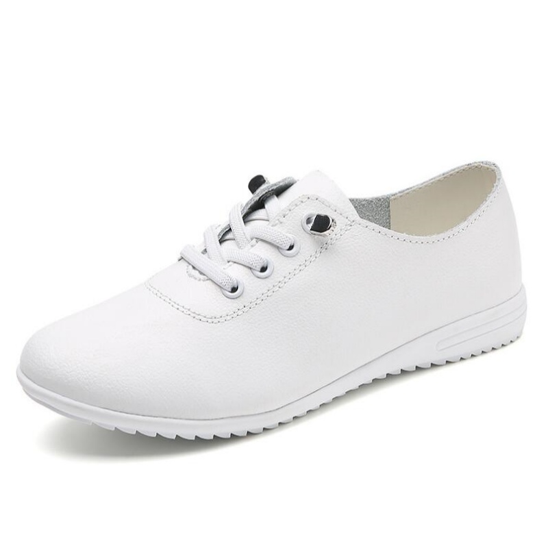 Zapatos planos de cuero genuin - Guipure Lace Panel reseña y precio