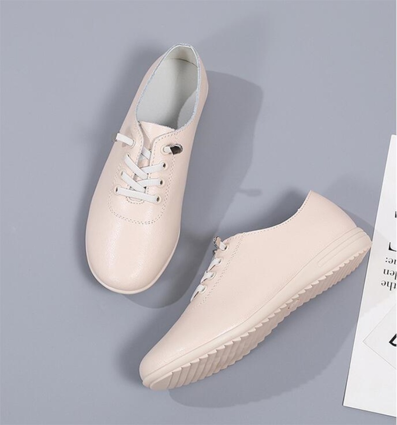 Zapatos planos de cuero genuin - Guipure Lace Panel reseña y precio
